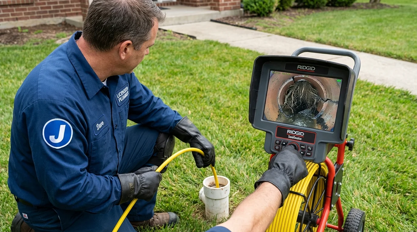 Sewer camera inspection being performed by Johns Plumbing LLC in Rochelle